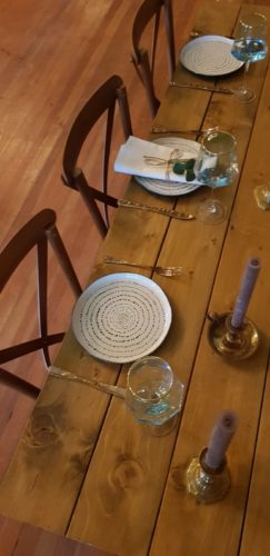 Dinner Set Up- Rustic Wooden Trestle Table