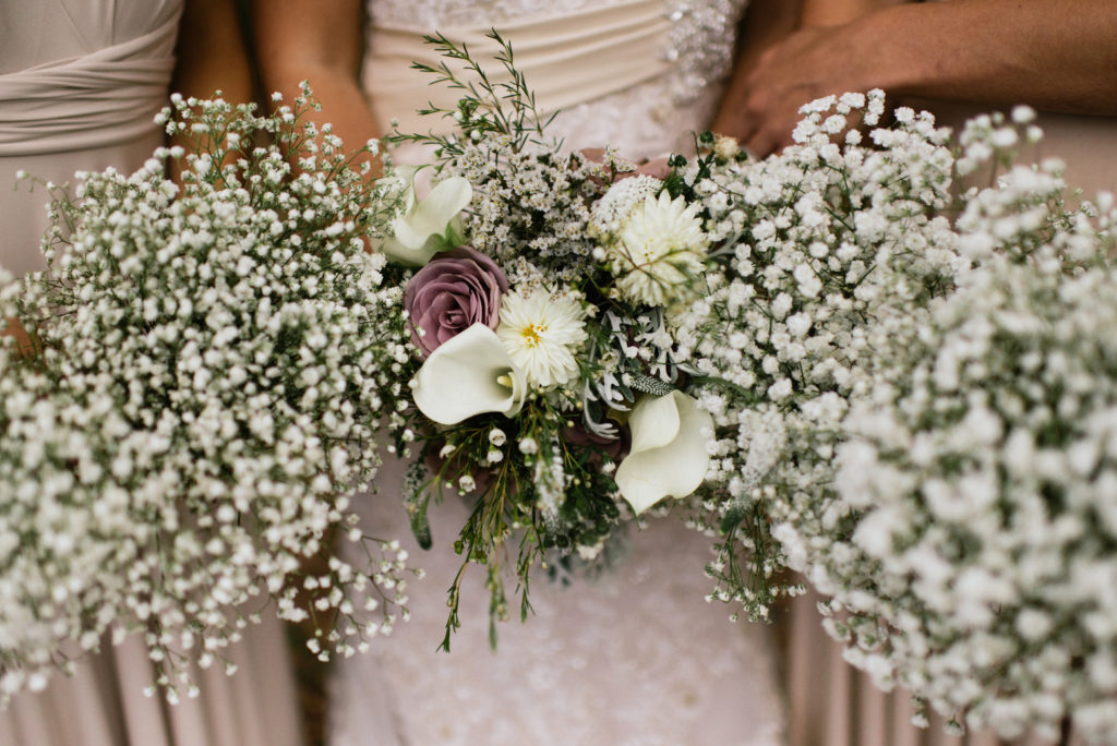 White and blush pink wedding flowers