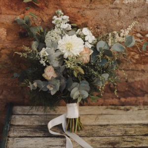 Rustic wild wedding flowers in handtied bouquet