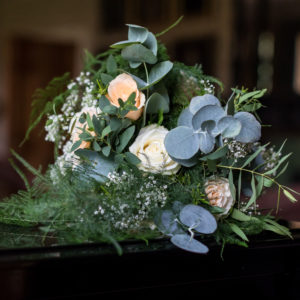 Greenery Eucalyptus and pink flowers wedding bouwuet