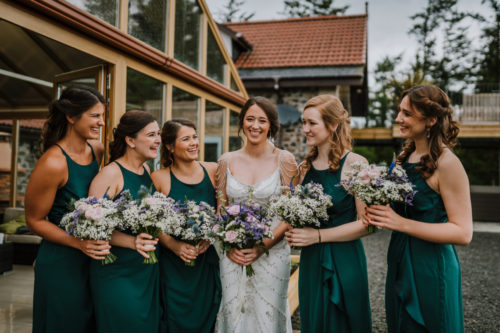 Bridal party with wedding flowers bouquets flowers Fife Scotland