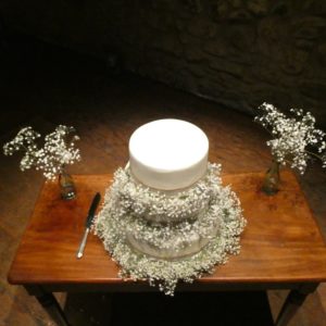Cake Table Gypsophila garland wedding flowers