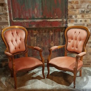Dusky Pink Antique Armchairs to hire Scotland