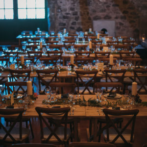 Rustic Wooden Trestle Tables and Chairs
