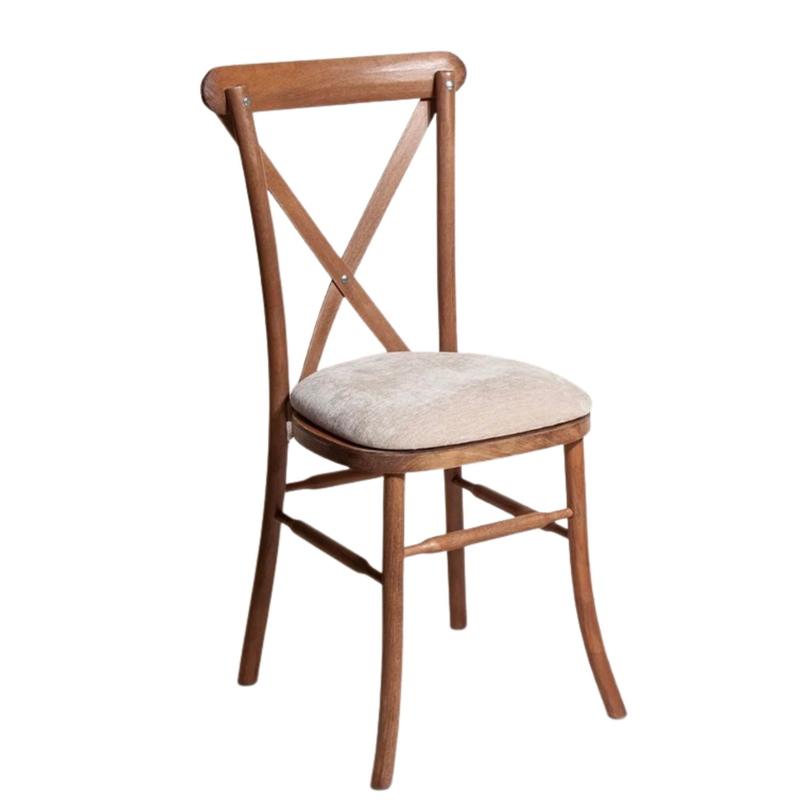 Wooden Crossback Chair with cream cushion