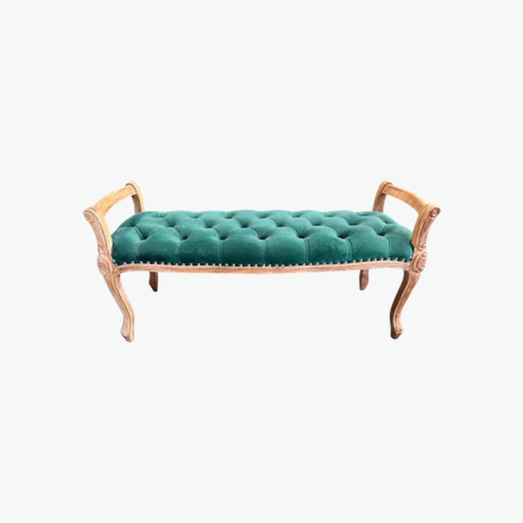 Green Velvet 2-seater Bench