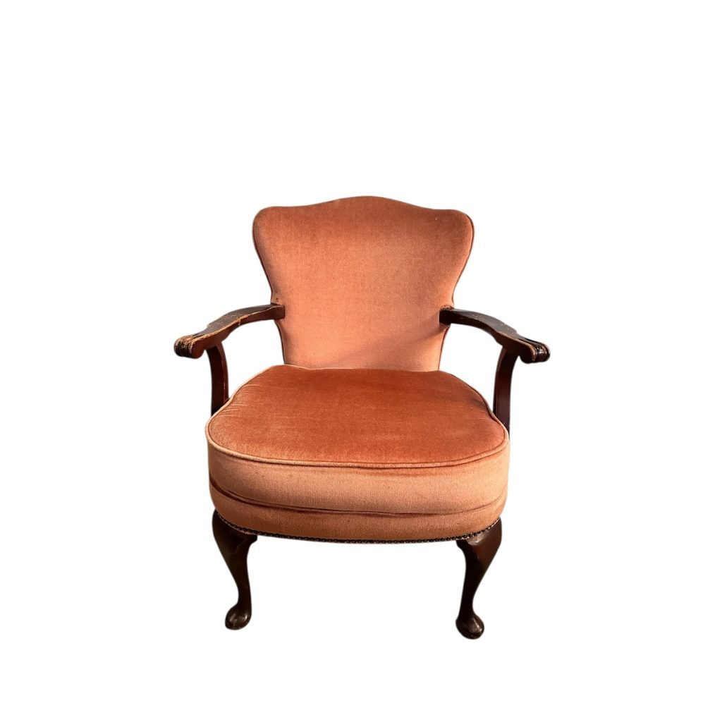 Vintage Pink Velvet Armchair
